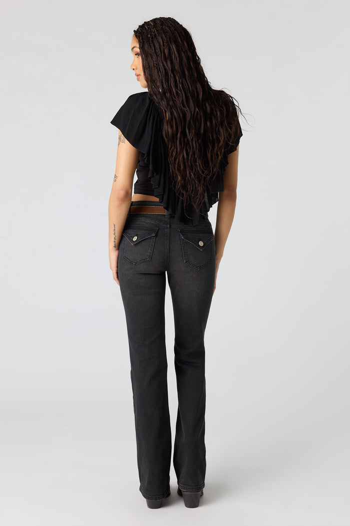 Stretch Low Rise Belted Bootcut Jean