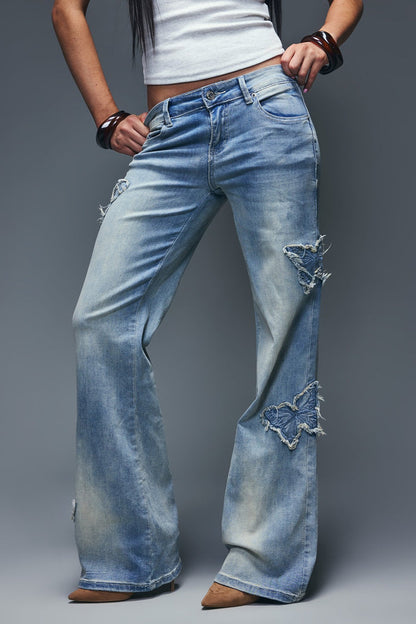 Stretch Low Rise Butterfly Flare Jean