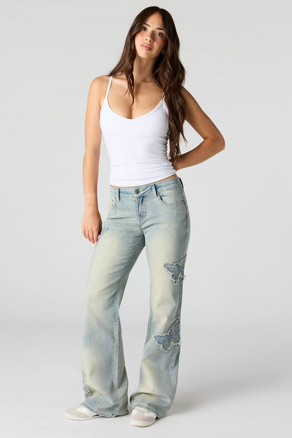 Stretch Low Rise Butterfly Flare Jean