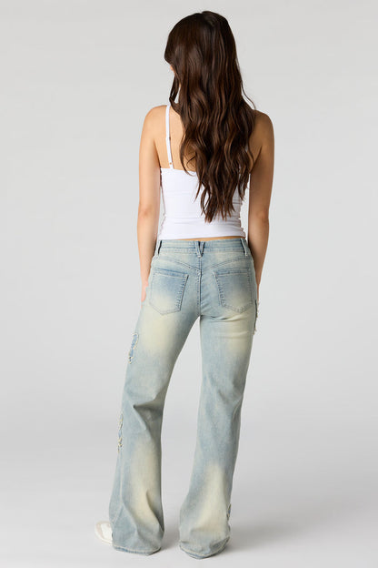 Stretch Low Rise Butterfly Flare Jean