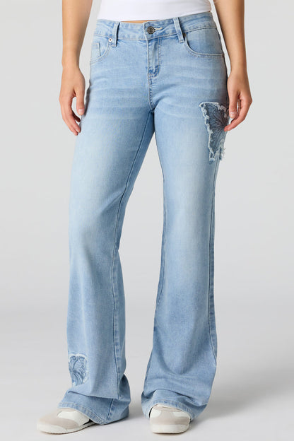 Stretch Low Rise Butterfly Flare Jean