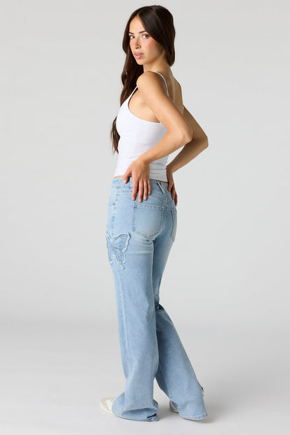 Stretch Low Rise Butterfly Flare Jean