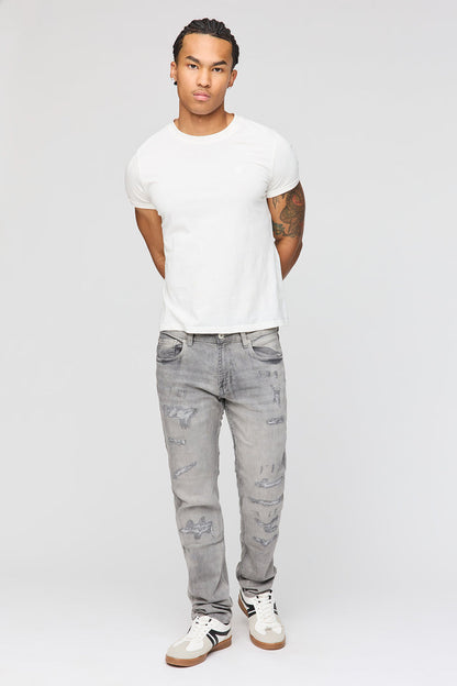Stretch Ripped Slim Fit Grey Jean