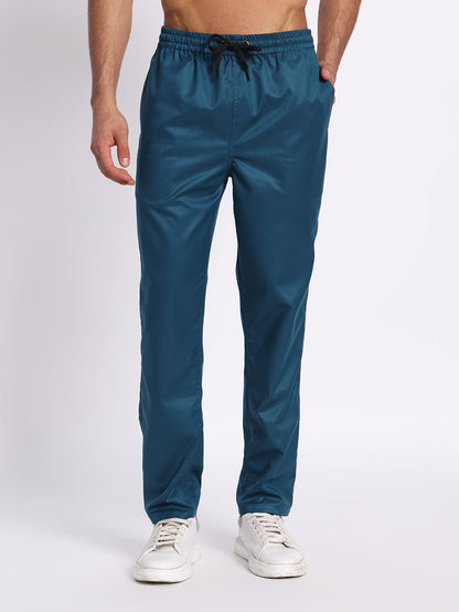 Stretchable (2Way) Men Forest Green Mandarin Neck With Straight Pant Scrub Set