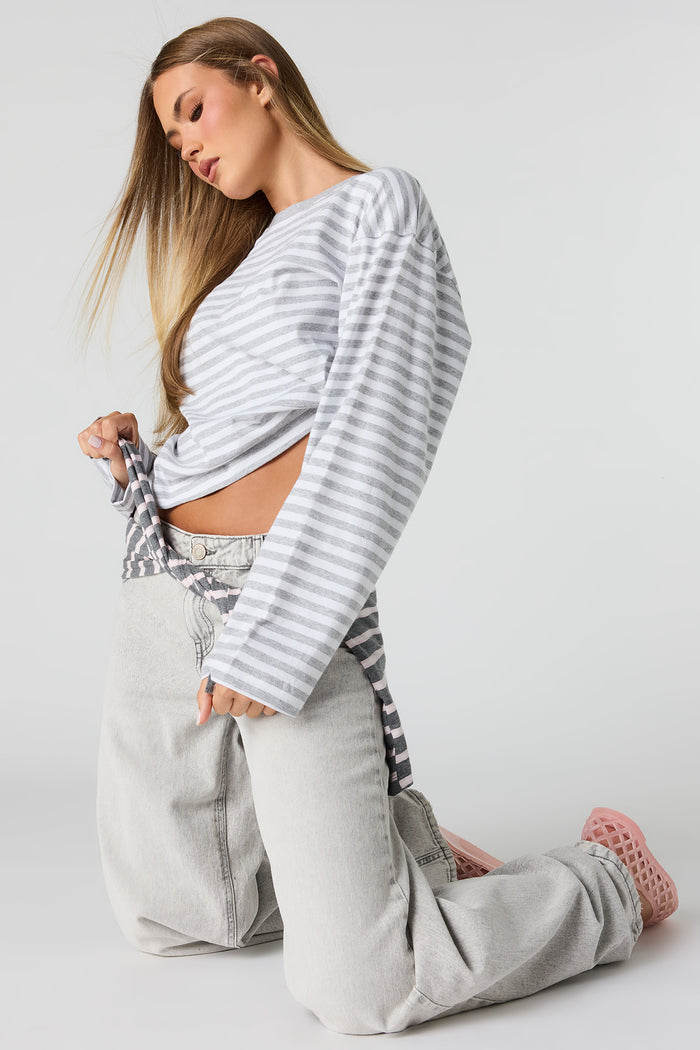 Striped Boxy Long Sleeve Top