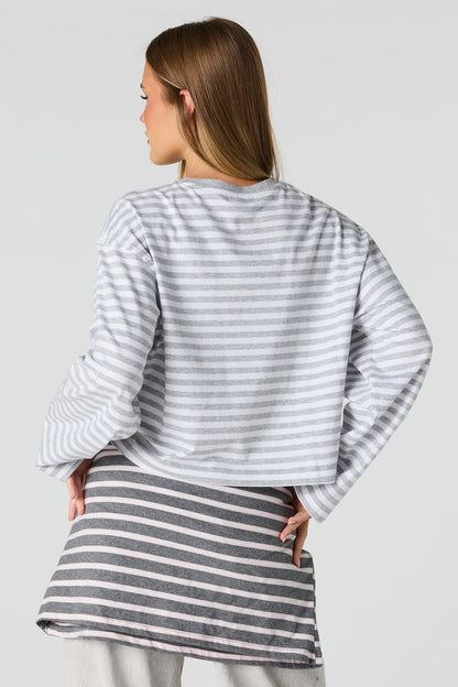 Striped Boxy Long Sleeve Top