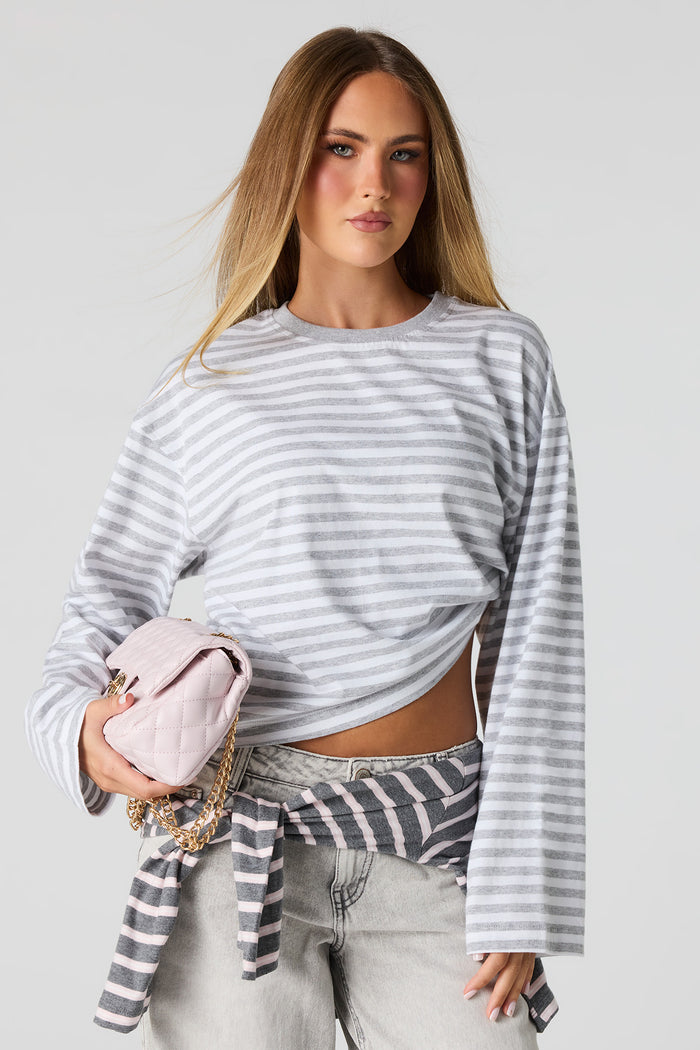 Striped Boxy Long Sleeve Top