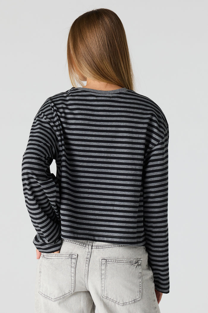 Striped Boxy Long Sleeve Top