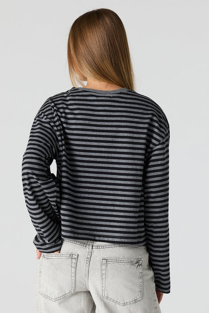 Striped Boxy Long Sleeve Top