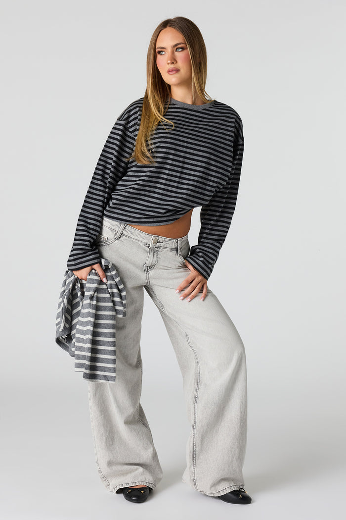 Striped Boxy Long Sleeve Top