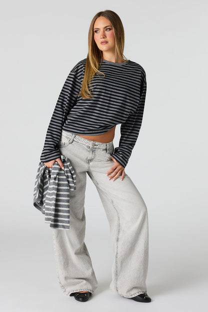 Striped Boxy Long Sleeve Top