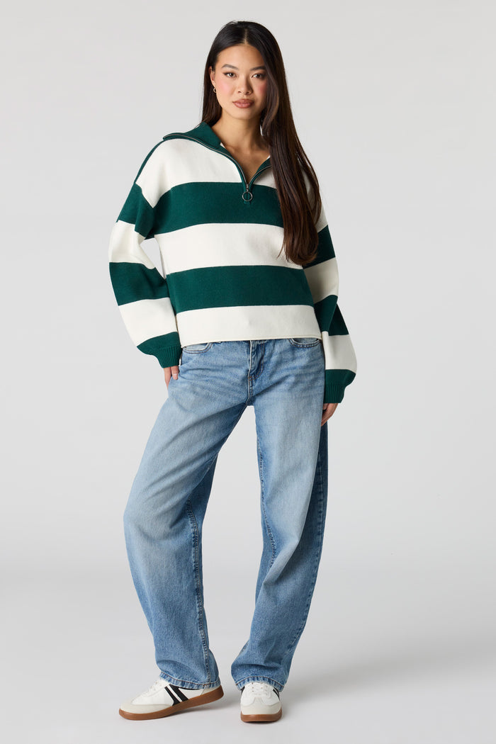 Striped Zip Sweater Polo