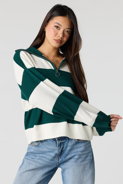 Striped Zip Sweater Polo