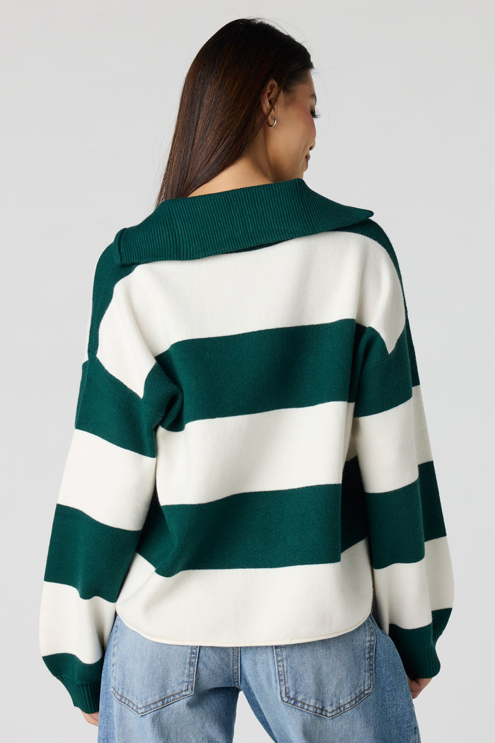 Striped Zip Sweater Polo