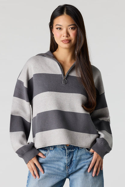 Striped Zip Sweater Polo