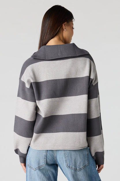 Striped Zip Sweater Polo