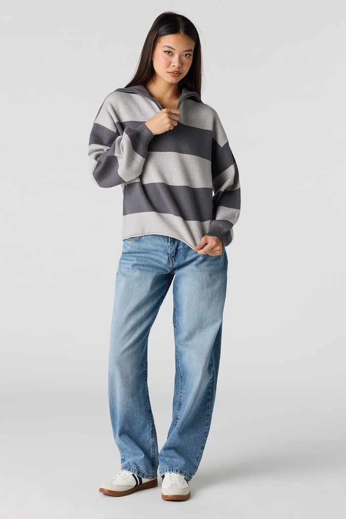Striped Zip Sweater Polo