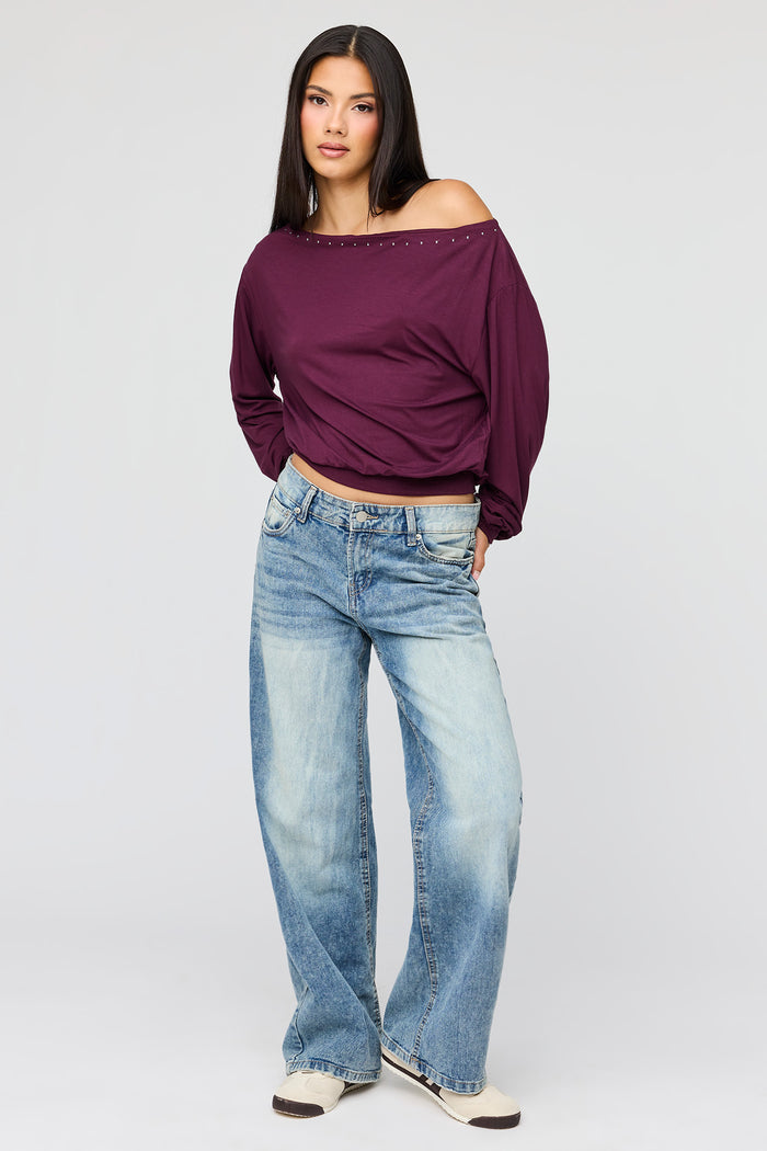 Studded Off Shoulder Top