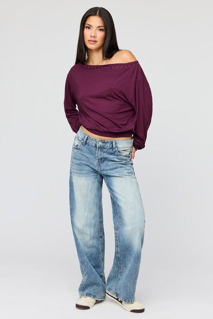 Studded Off Shoulder Top