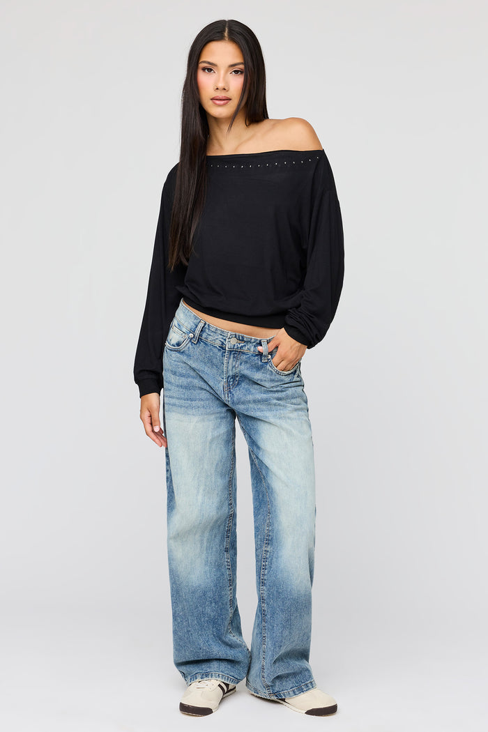 Studded Off Shoulder Top