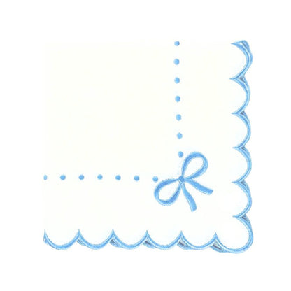 Studio Collection: Juliet Bows Napkins - White/Blue (Set of 4)