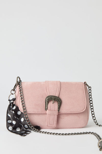 Suede Cross Body Bag with Keychain