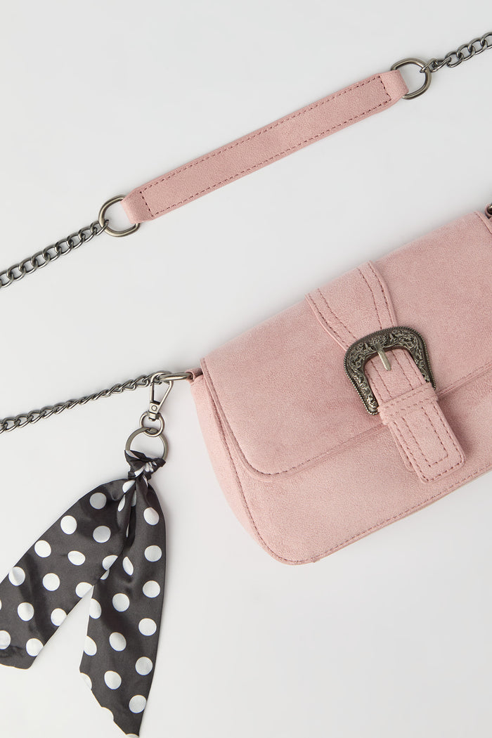 Suede Cross Body Bag with Keychain
