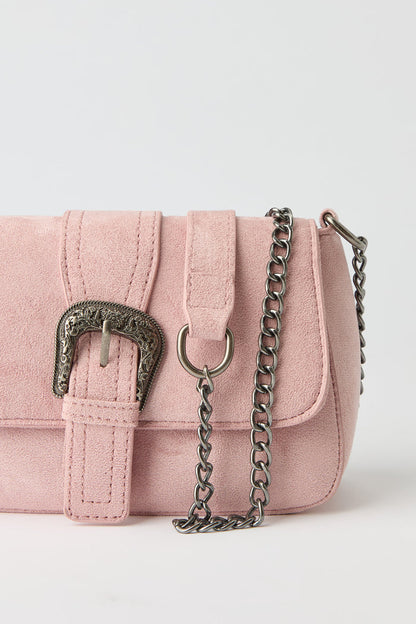 Suede Cross Body Bag with Keychain