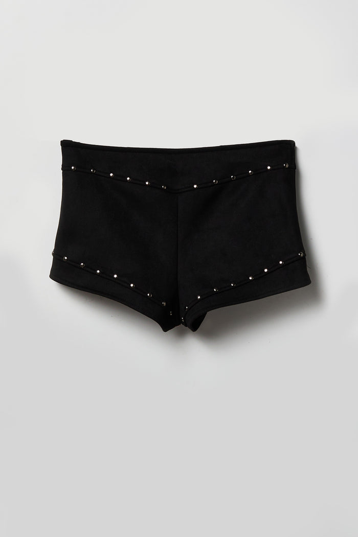 Suede Studded Micro Mini Short