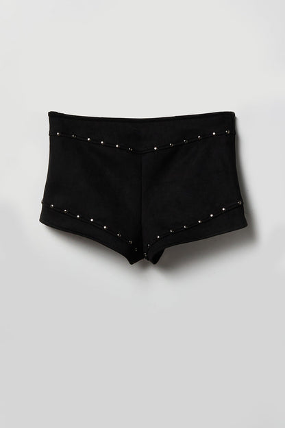 Suede Studded Micro Mini Short