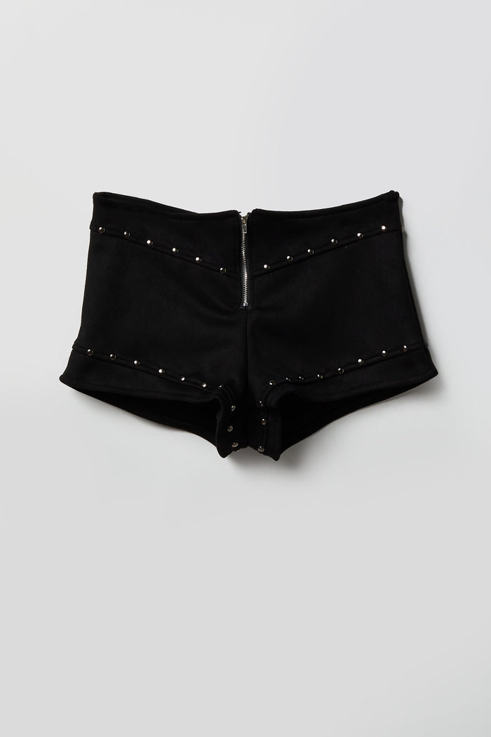 Suede Studded Micro Mini Short