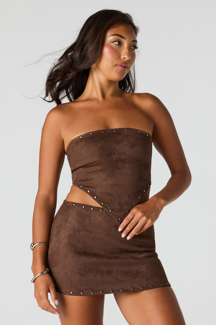 Suede Studded Tube Top