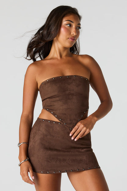 Suede Studded Tube Top