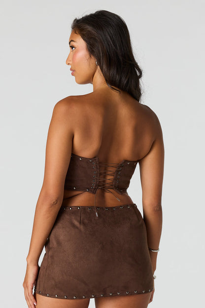 Suede Studded Tube Top