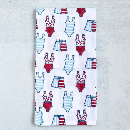 Summer Block Printed Tea Towels- Assorted Styles