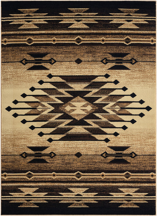 Sunset Valley Pueblo Black Area Rug