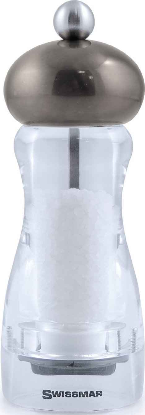 Swissmar - Classic Andrea 6" Acrylic Salt Mill with Metallic Gun Metal Top - SMS1502GM - DISCONTINUED