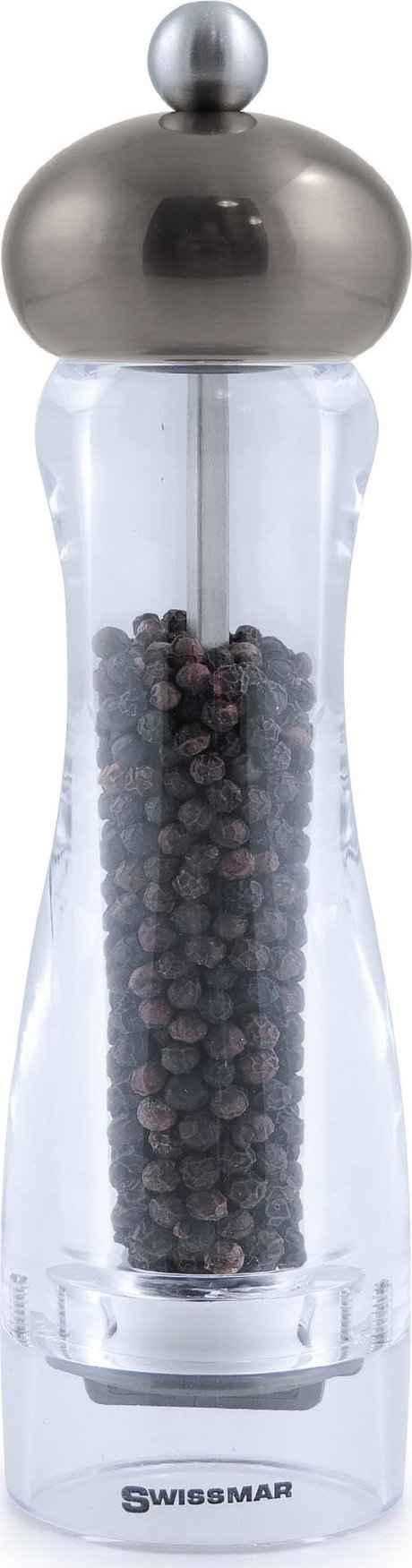 Swissmar - Classic Andrea 8" Acrylic Pepper Mill with Metallic Gun Metal Top - SMP2002GM - DISCONTINUED