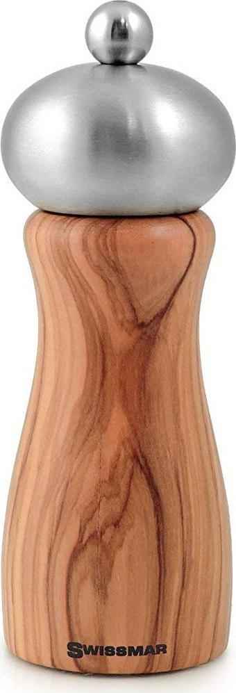 Swissmar - Classic Belle 6" Olive Wood Pepper Mill with Stainless Steel Top - SMP1506ST - DISCONTINUED