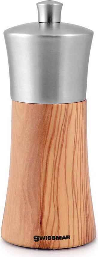 Swissmar - Classic Torre 6" Olive Wood Salt Mill with Stainless Steel Top - SMS1505ST - DISCONTINUED