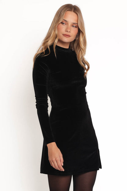 Petal and Pup USA DRESSES Taylor Velvet Mini Dress - Black