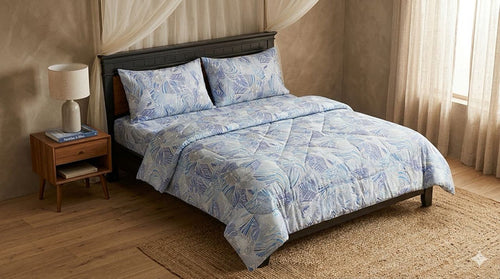 Teal Purple Floral 4pc Duvet Set