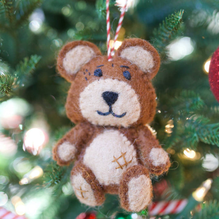 Teddy Bear Felt Wool Ornament