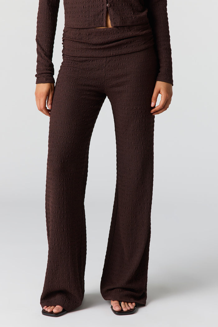 Textured Foldover Flare Pant