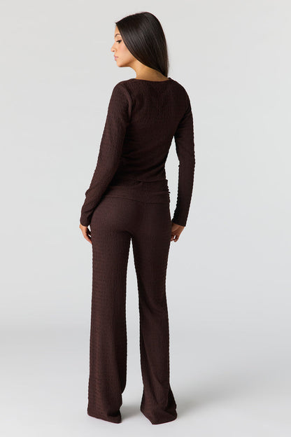 Textured Foldover Flare Pant