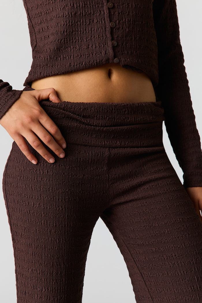 Textured Foldover Flare Pant