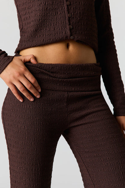 Textured Foldover Flare Pant