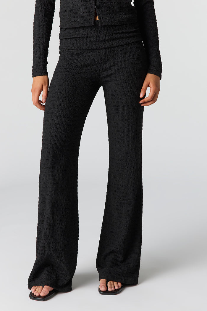 Textured Foldover Flare Pant