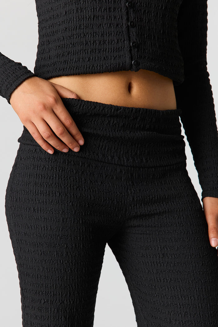 Textured Foldover Flare Pant