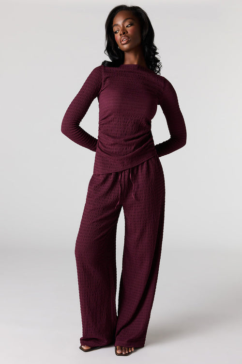 Textured Wide Leg Pant